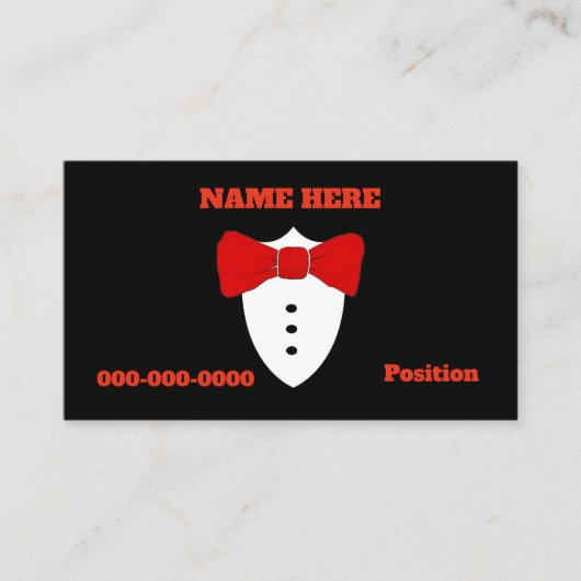 Red Bow Tie、Tux、情報の追加 名刺 (正面)