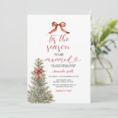 Red Bow Tis The Season to Be Married Bridal Shower 招待状 (スタンド正面)