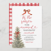 Red Bow Tis The Season to Be Married Bridal Shower 招待状 (正面/裏面)