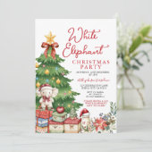 Red Bow White Elephant Christmas Party Exchange 招待状 (スタンド正面)