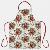 Red Bows and Holly Leaves エプロン (正面)