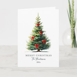 Red Bows Merry Christmas Tree Card シーズンカード