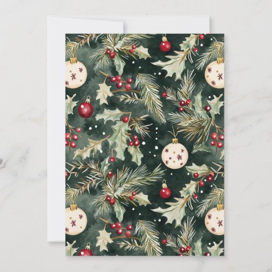 Red Bows Ornament Christmas Open House Party 招待状 (裏面)