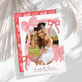 Red Bows Photo Graduation Announcement 招待状