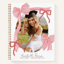 Red Bows Photo Graduation Guest Book ノートブック