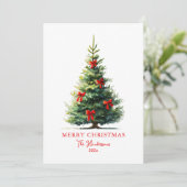 Red Bows Ribbons Merry Christmas Tree Card シーズンカード (スタンド正面)