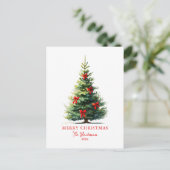 Red Bows Ribbons Merry Tree シーズンポストカード (スタンド正面)