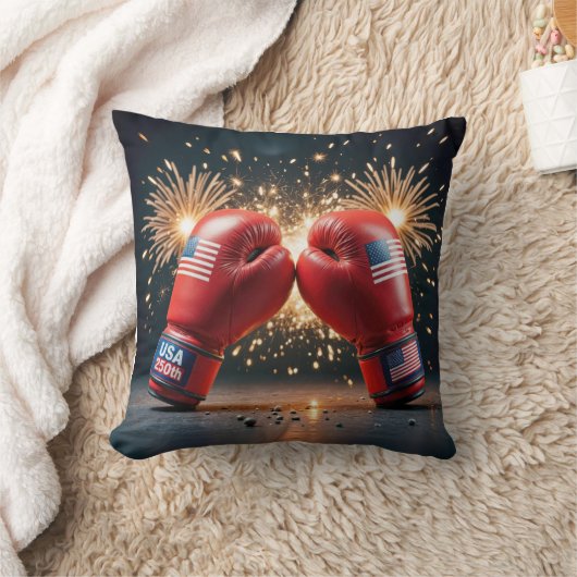Red Boxing Gloves For USA 250th Birthday クッション (ブランケット)