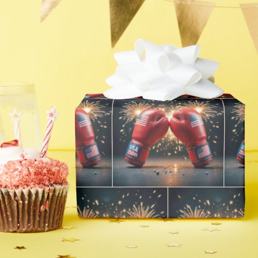 Red Boxing Gloves For USA 250th Birthday ラッピングペーパー (誕生日パーティー)