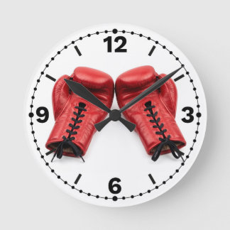 Red Boxing Gloves Wall Clock, Boxing Clock Face ラウンド壁時計