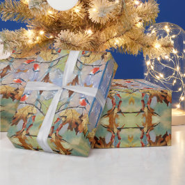 Red Breast Bird Gift Wrapping Paper ラッピングペーパー