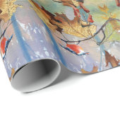 Red Breast Bird Gift Wrapping Paper ラッピングペーパー (ロールコーナー)
