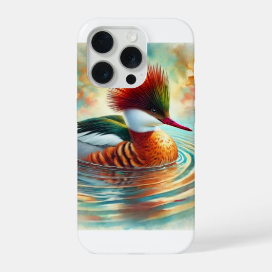Red breasted merganser 101024AREF150 - Watercolor iPhoneケース (裏面)