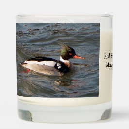 Red Breasted Merganser glass candle