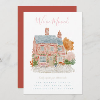 Red Brick Home Moving Announcement 招待状