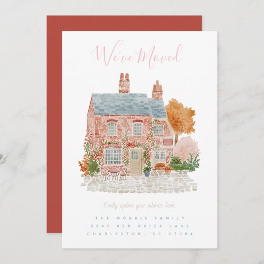 Red Brick Home Moving Announcement 招待状 (正面/裏面)