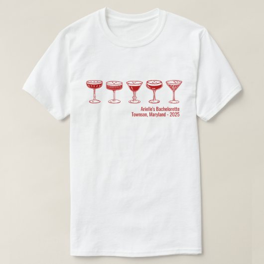 Red Bridesmaid Espresso Martini Bachelorette  Tシャツ (デザイン正面)