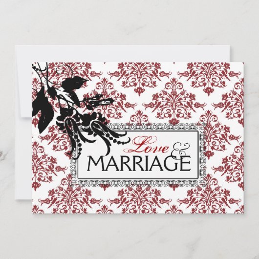 Red Brocade結婚式招待状カード 招待状 (正面)