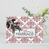 Red Brocade結婚式招待状カード 招待状 (スタンド正面)