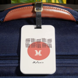 Red brown abstract aesthetic minimal Monogram ラゲッジタグ