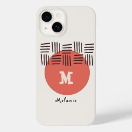 Red brown abstract aesthetic minimal Monogram Case-Mate iPhone 14ケース