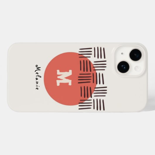 Red brown abstract aesthetic minimal Monogram Case-Mate iPhoneケース (裏面 (横))