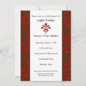 Red & Brown Brocadeブライダルシャワーの招待 招待状 (裏面)