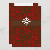 Red & Brown Brocadeブライダルシャワーの招待 招待状 (正面/裏面)