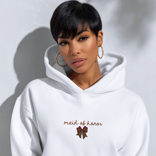 Red + Brown Checkered Bow MAID OF HONOR スウェットシャツ