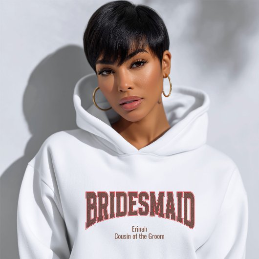 Red + Brown Faux Glitter Varsity BRIDESMAID スウェットシャツ