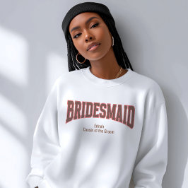 Red + Brown Faux Glitter Varsity BRIDESMAID スウェットシャツ