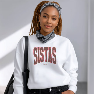 Red + Brown Faux Glitter Varsity SISTAS スウェットシャツ