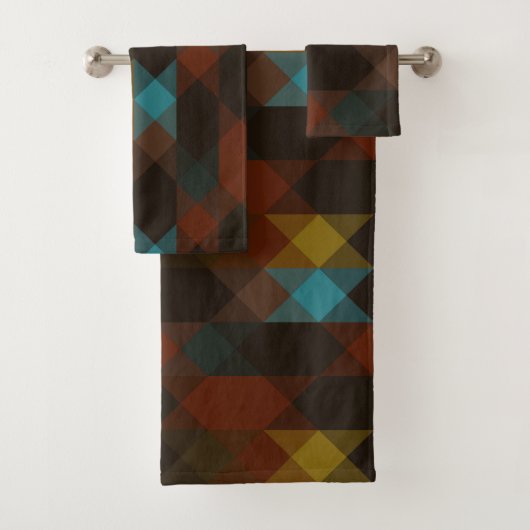 red brown olive yellow and turquoise バスタオルセット (インサイチュ)