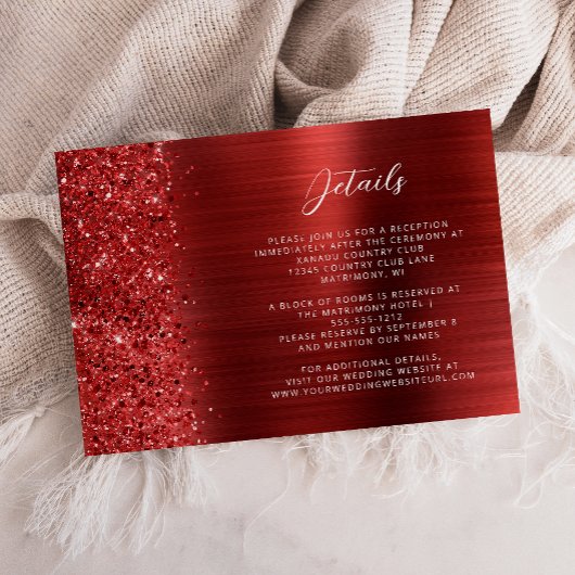Red Brushed Metal Wedding Details  エンクロージャーカード