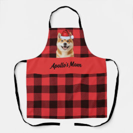 Red Buffalo Plaid and Akita Inu Dog Christmas エプロン