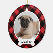 Red Buffalo Plaid Custom Pet Puppy Dog Photo セラミックオーナメント (左)
