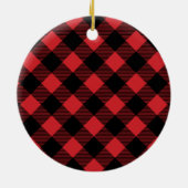 Red Buffalo Plaid Custom Pet Puppy Dog Photo セラミックオーナメント (裏面)