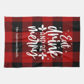 Red Buffalo Plaid “Eat, Drink & Be Merry” キッチンタオル (横)