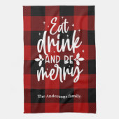Red Buffalo Plaid “Eat, Drink & Be Merry” キッチンタオル (縦)