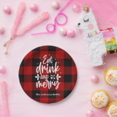 Red Buffalo Plaid “Eat, Drink & Be Merry”  ペーパープレート (パーティー)