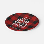 Red Buffalo Plaid “Eat, Drink & Be Merry”  ペーパープレート (アングル)