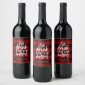 Red Buffalo Plaid “Eat, Drink & Be Merry”  ワインラベル (ボトル)