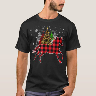 Red Buffalo Plaid Horse Tree Leopard print Christm Tシャツ