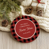 RED BUFFALO PLAID NAME Photo Christmas Keepsake オーナメント