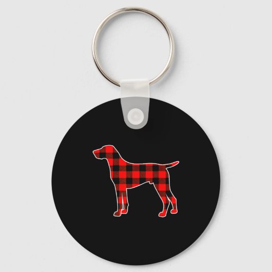 Red Buffalo Plaid Pajama Gsp Christmas Dog Lover M キーホルダー (正面)