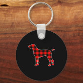 Red Buffalo Plaid Pajama Gsp Christmas Dog Lover M キーホルダー (正面)