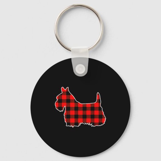 Red Buffalo Plaid Pajama Yorkshire Terrier Christm キーホルダー (正面)