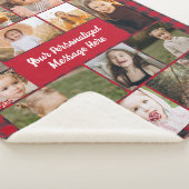 Red Buffalo Plaid Personalized 16 Photo Collage シェルパブランケット (3/4)