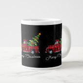 Red Buffalo Plaid Pickup Truck with Tree Merry Chr ジャンボコーヒーマグカップ (正面右)