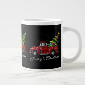 Red Buffalo Plaid Pickup Truck with Tree Merry Chr ジャンボコーヒーマグカップ (右)